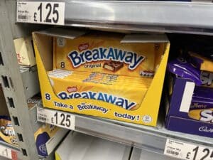 Breakaway biscuit on supermarket shelf