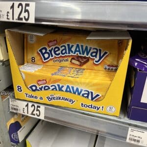Breakaway biscuit on supermarket shelf